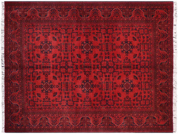 handmade Tribal Biljik Khal Muhammadi Red Blue Hand Knotted RECTANGLE 100% WOOL area rug 6x8